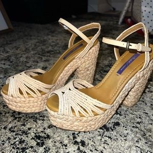 Ralph Lauren purple label Raffia heels